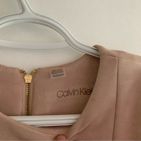 NWT Calvin Klein soft blush pink faux suede scuba sheath dress size 0P. - Picture 3 of 8